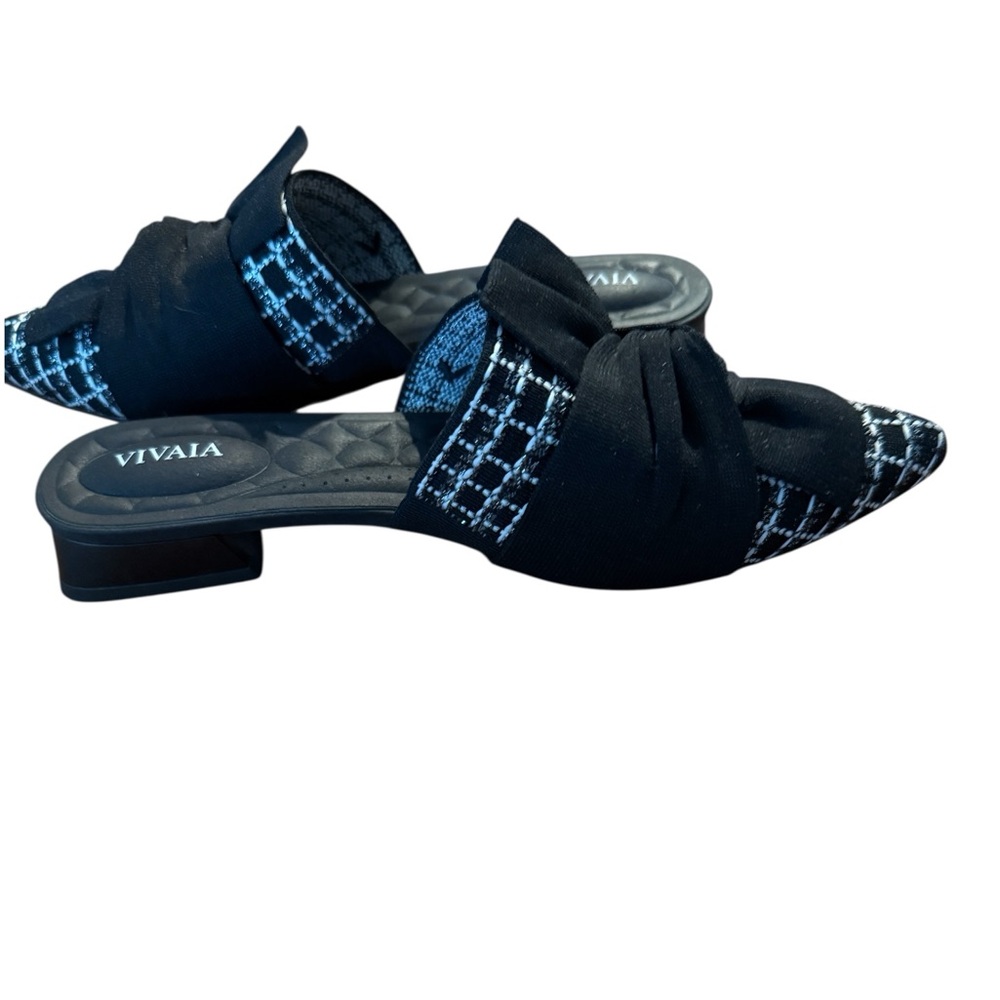Black Tweed Pointed Slip-On Mules